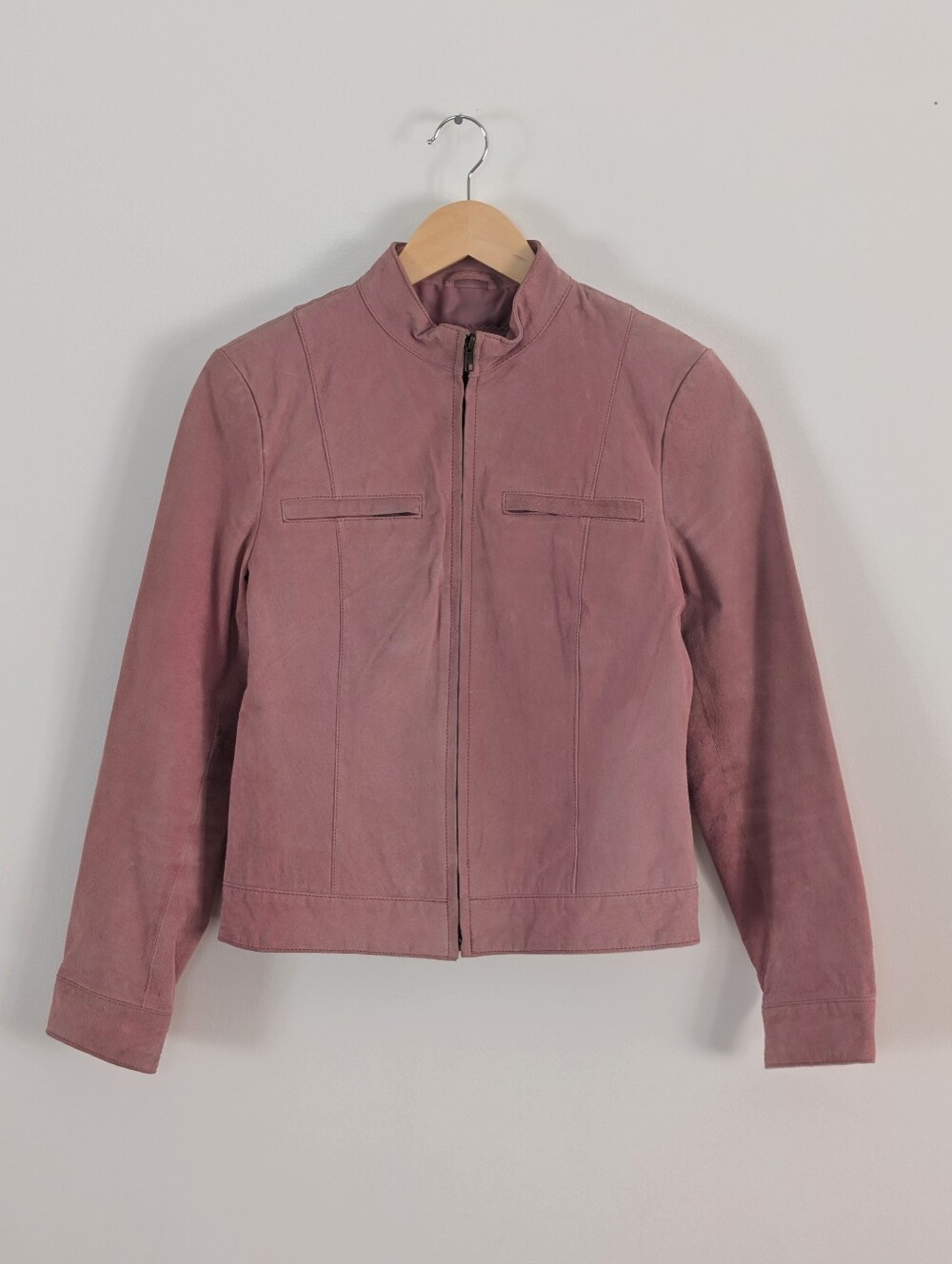 JohnPaulRichard Dusty Rose Suede Zip-Front Jacket - 6